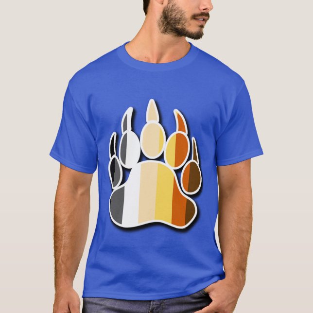 T-shirt Gay Bear Pride drapeau ombre profonde Ours Paw (Devant)