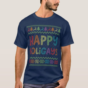 T-shirt Gay Christmas Funny LGB Happy Holigays Rainbow