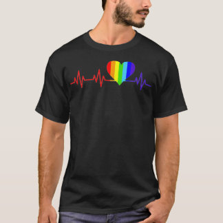T-shirt Gay Heartbeat Love Life Rainbow Pride Drapeau Gay