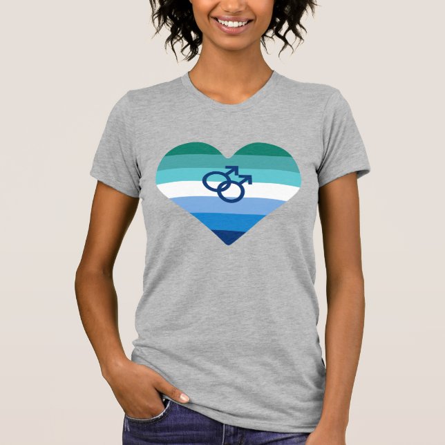 T-shirt Gay Male Azure MLM Heart (Devant)
