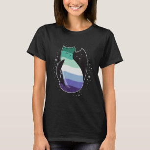 T-shirt Gay Man Chat Drapeau LGBT Homme Noir Yin Yang Chat