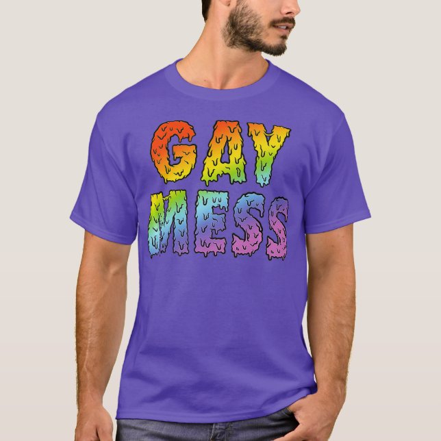 T-shirt Gay Mess Rainbow Funny Messy Queen Pride Premium (Devant)