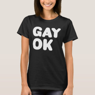 T-shirt GAY OK Big Text Logo LGBT Support Noir Et Blanc