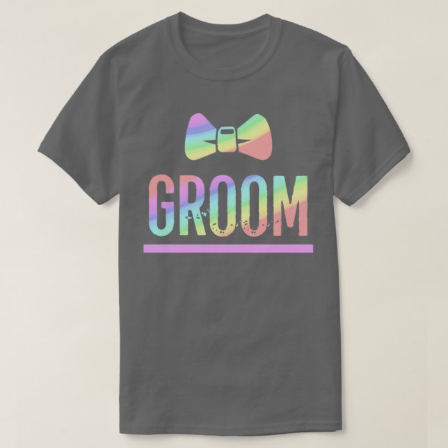 T-shirt Gay pride Bachelor Party Rainbow Bowtie Groom Shir (Design devant)