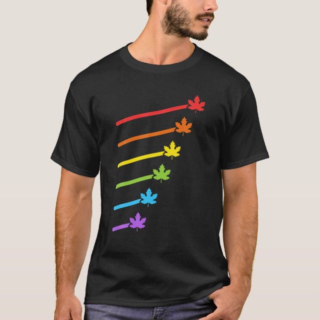 T-shirt Gay pride canadien Arc-en-ciel Feuille d'érable Ca (Devant)