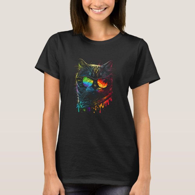 T-shirt Gay Pride Cat Animal  Pride Month Cute Equality (Devant)