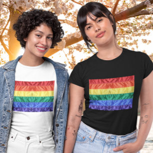 T-shirt Gay pride classique Faux soie arc-en-ciel drapeau 