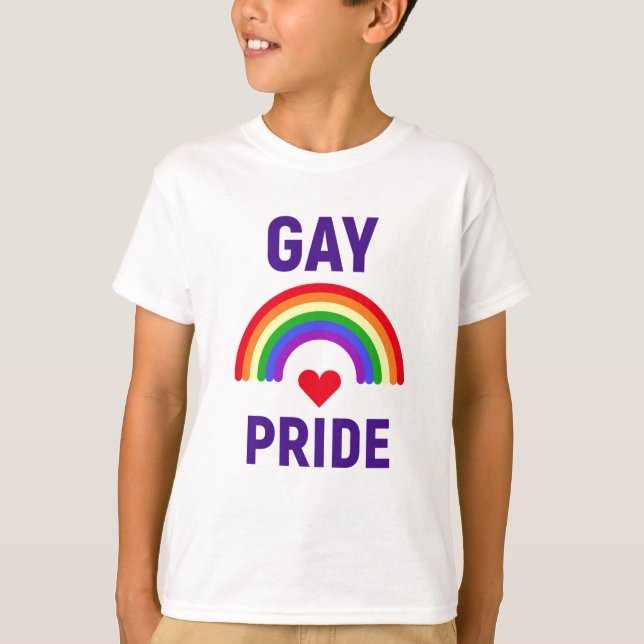 T-shirt Gay pride| Coeur et arc-en-ciel (Devant)
