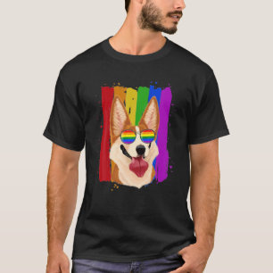 T-shirt Gay pride de Corgi Amoureux des chiens du drapeau 