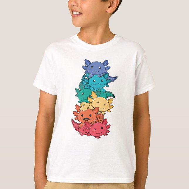 T-shirt Gay pride de drapeau arc-en-ciel Lgbtq Axolotl (Devant)