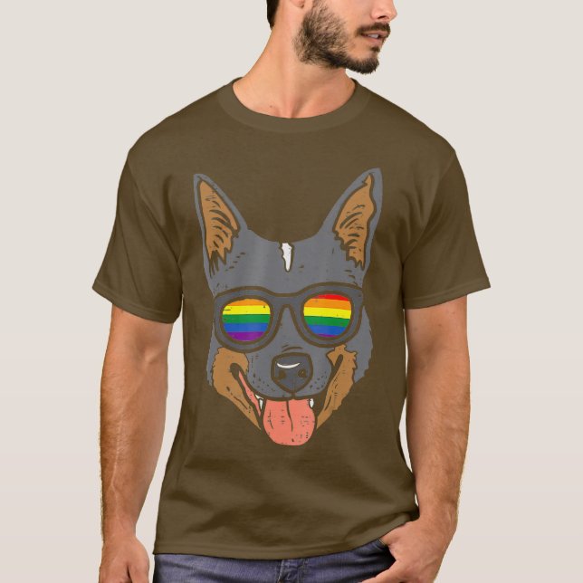 T-shirt Gay pride du drapeau arc-en-ciel de Heeler Cattle  (Devant)