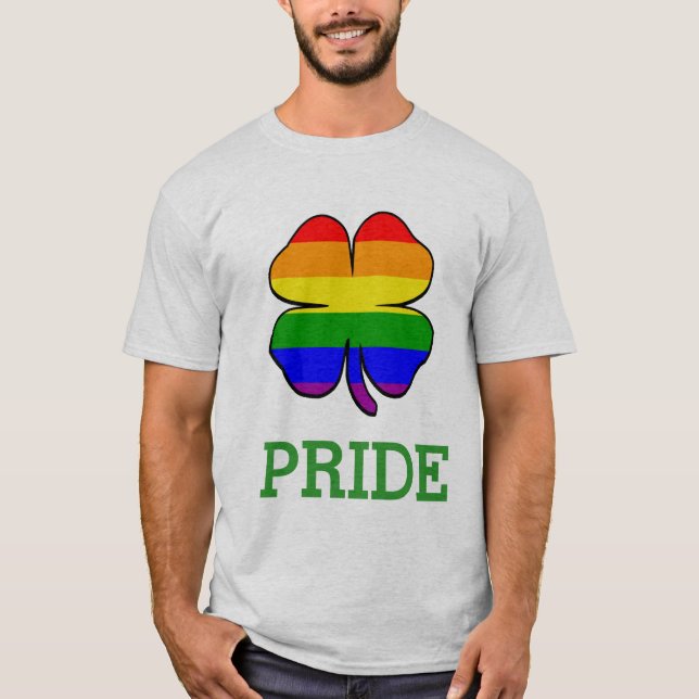 T-shirt Gay pride du drapeau arc-en-ciel shamrock (Devant)