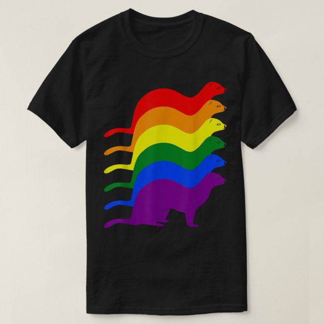 T-shirt Gay pride Ferret LGBT Sensibilisation au drapeau a (Design devant)