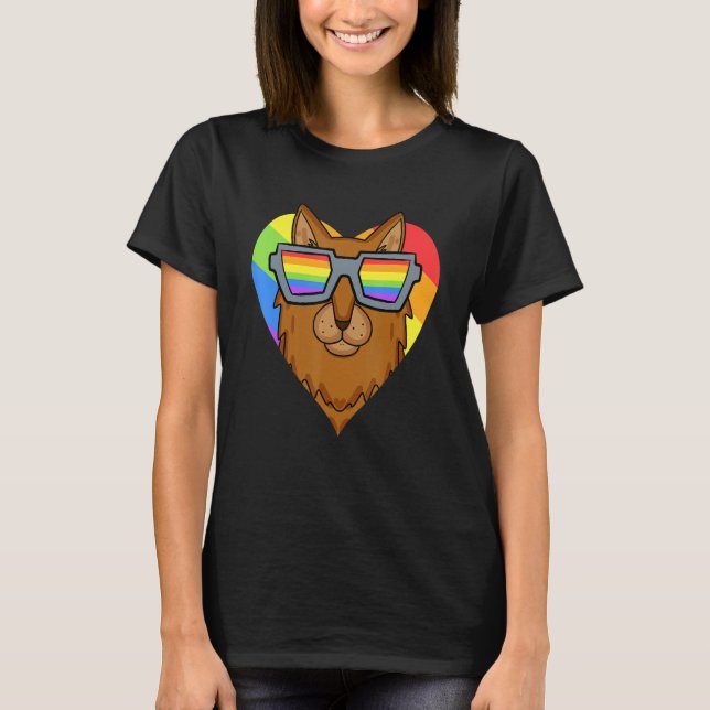 T-shirt Gay Pride LGBT Rainbow - Cat Breed Somali - LGBT H (Devant)