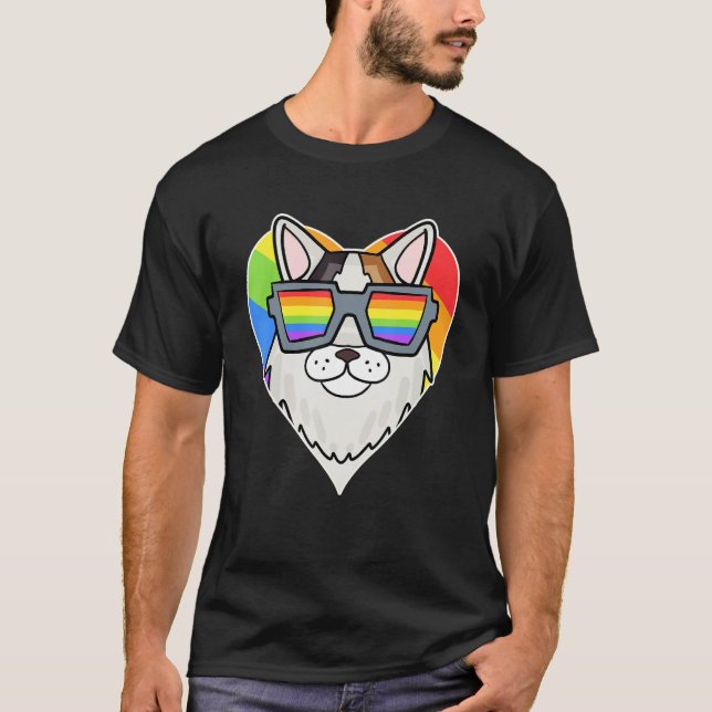 T-shirt Gay pride LGBT Rainbow - Cat Breed Van turc - L (Devant)