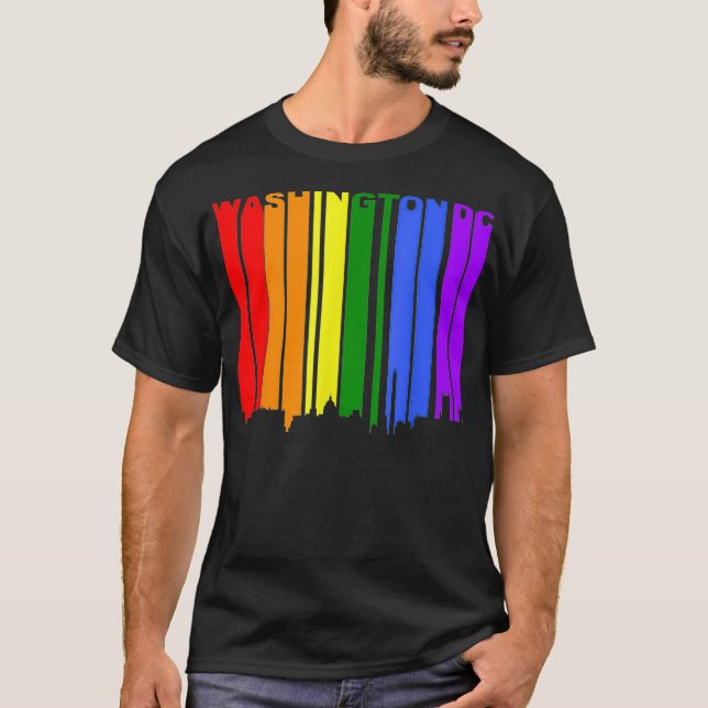T-shirt Gay pride LGBTQ de Washington Rainbow Skyline  (Devant)