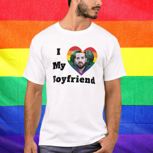 T-shirt Gay pride LGBTQ Photo personnalisée I Love My Boyf