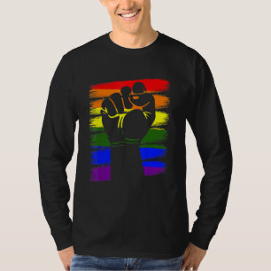 T-shirt Gay pride Poing Lgbt Q Cool Arc-en-ciel Couleur Al