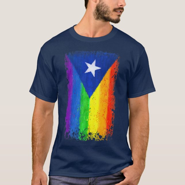 T-shirt Gay pride portoricain Drapeau Rainbow Gay pride (Devant)