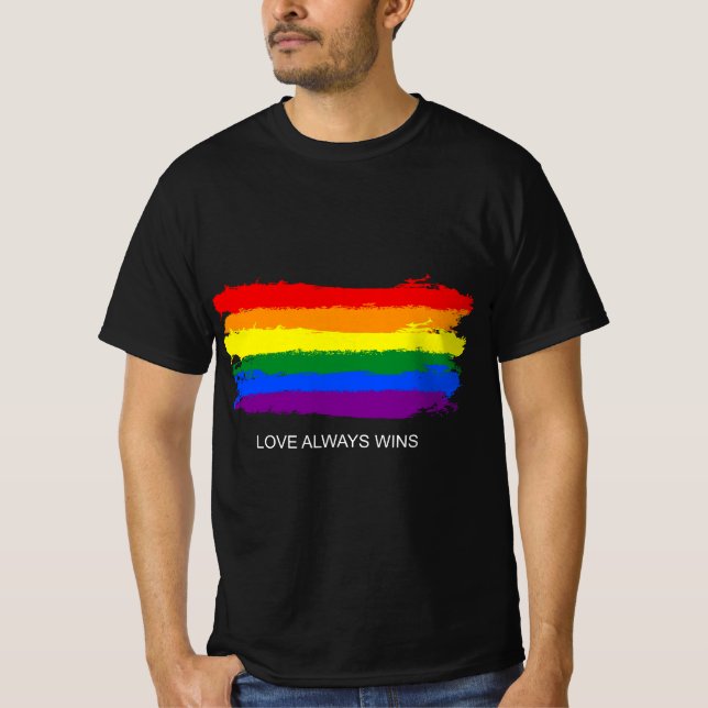 T-shirt Gay pride Rainbow Equality Love Wins Retro Stripe (Devant)