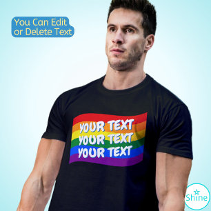 T-shirt Gay pride Rainbow Flag texte personnalisé jusqu'à 