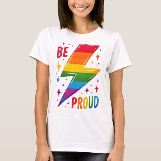 T-SHIRT GAY PRIDE RAINBOW THUNDERBOLT (Devant)