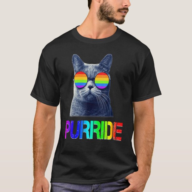 T-shirt Gay pride S Lgb Chat Purride Essentia (Devant)