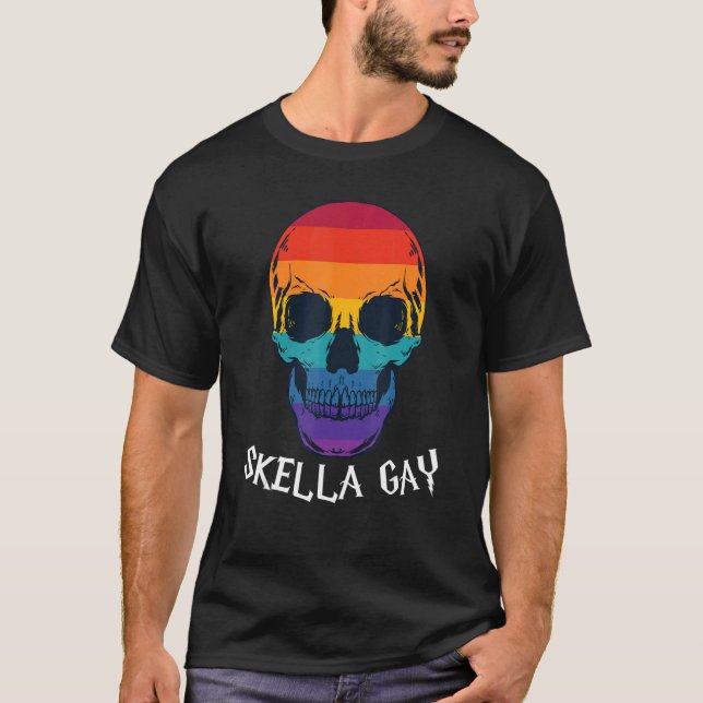 T-shirt Gay Skeleton Halloween Costume  Skull LGBTQ Pride (Devant)