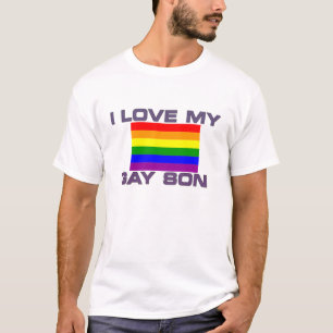 T-shirt Gay Support l love mon fils gay rainbow flag