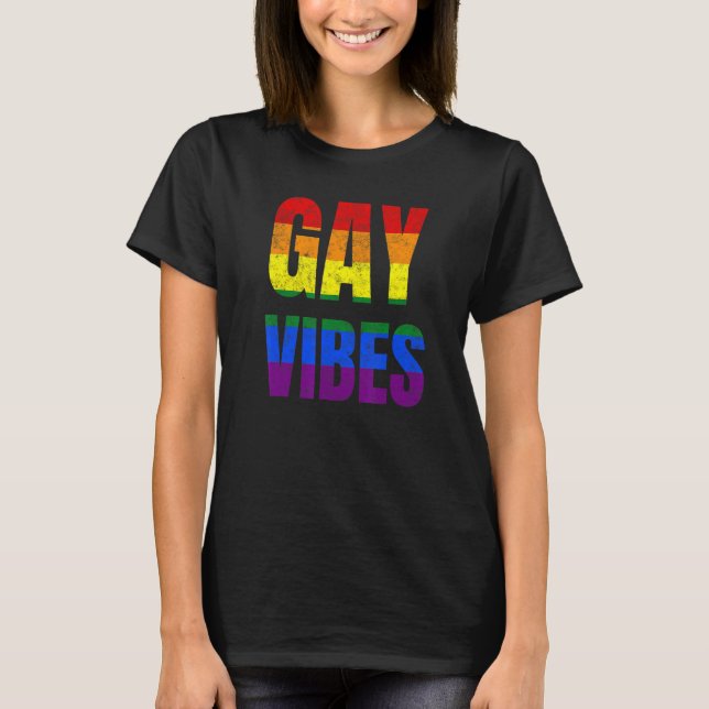 T-shirt Gay Vibes Only Pride Clothing LGBT Rainbow Flag He (Devant)