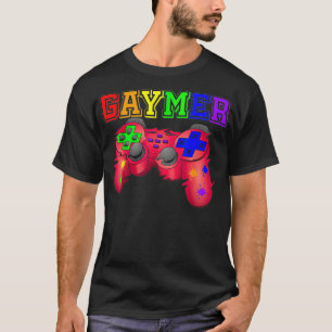 T-shirt GAYMER Gay Lesbian Video Gamer Rainbow Pride Drape