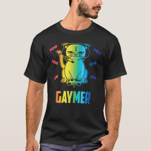 T-shirt Gaymer Lgbt Cat Pride Mois Gay Lesbian Gamer Pluie