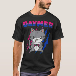 T-shirt Gaymer Purride Chat jeu vidéo Gamer LGBTQ Bisexuel