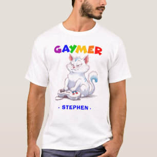 T-shirt Gaymer - Rainbow Gaming Cat avec console LGBTQ