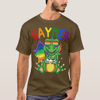 T-shirt Gaymer Shirt Dinosaur Jeu LGBT Gamer Pride M