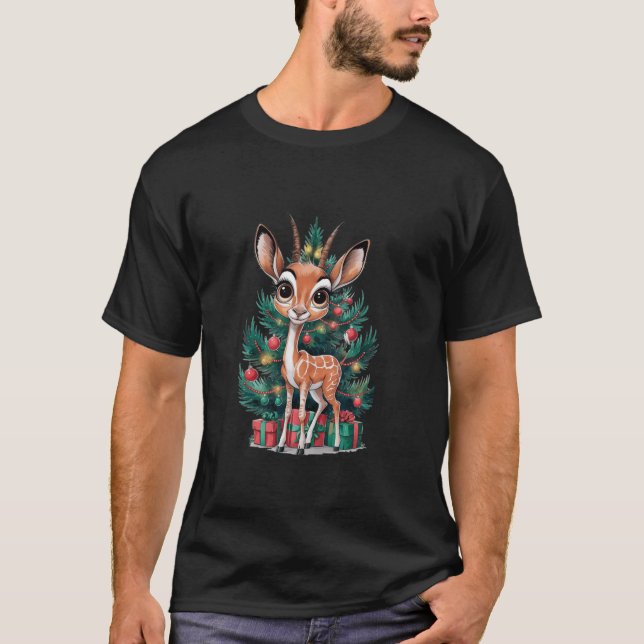 T-shirt Gazelle Animal Fête de Noël Animaux Amoureux Fille (Devant)