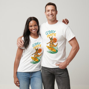 T-shirt G'Day Mate Kangourou Surfeur Été Australien Plage