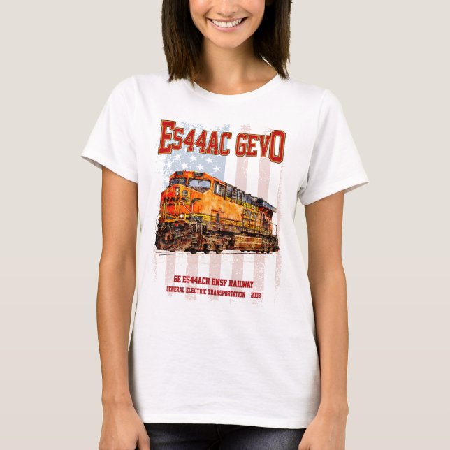 T-shirt GE ES44AC GEVO Locomotive et drapeau américain (Devant)