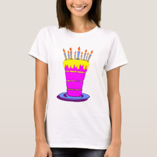 T-shirt Géant gâteau d'anniversaire rose