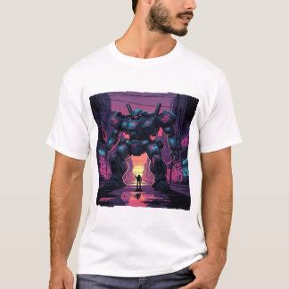 T-shirt Géant Mech Robot vs Humain | Cyberpunk Ville Couch