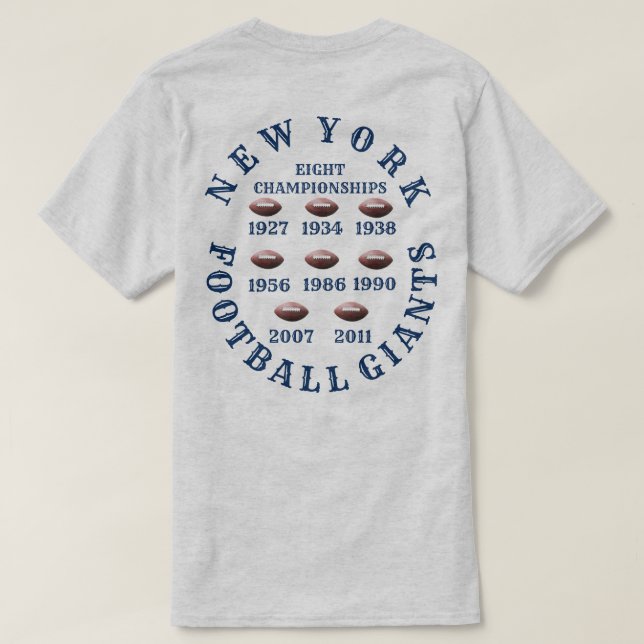 T-SHIRT GÉANTS DU FOOTBALL DE NY (CHEMISE) (Design dos)