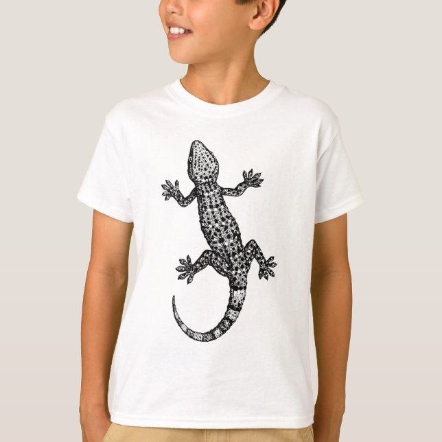 T-SHIRT GECKO LIZARD DESIGN EN NOIR ET BLANC (Devant)