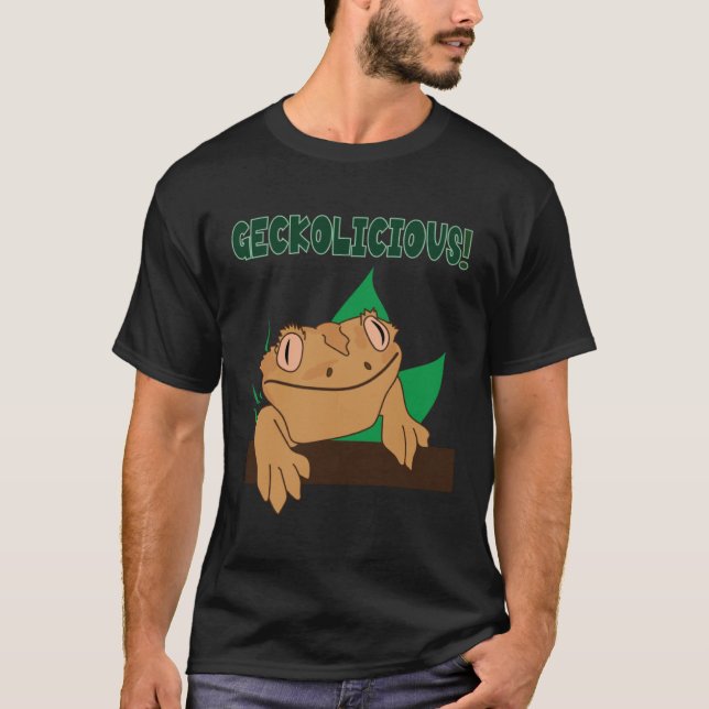 T-shirt Geckolicious  Saying Cute Lizard Crested Gecko (Devant)
