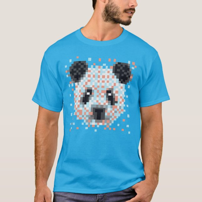 T-shirt Geek de panda de pixel (Devant)