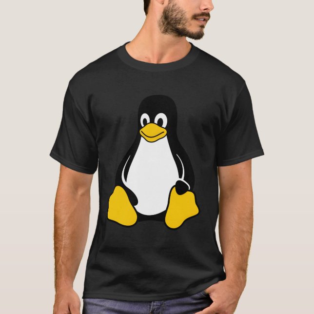 T-shirt Geek Nerd Linux Tux Penguin Open Source (Devant)