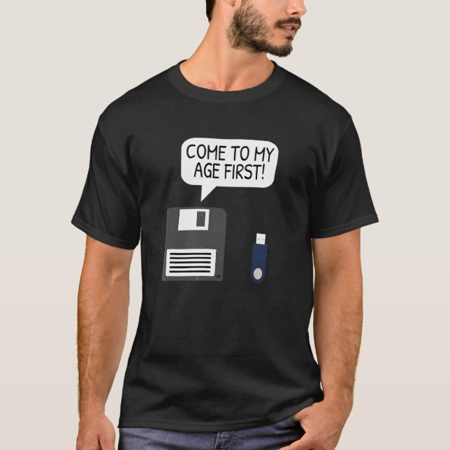 T-shirt Geek Usb de disquette et programmeur d'ordinateur (Devant)