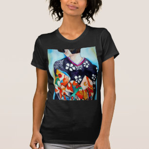 T-shirt Geisha avec kimono bleu foncé, œuvre d'art origina
