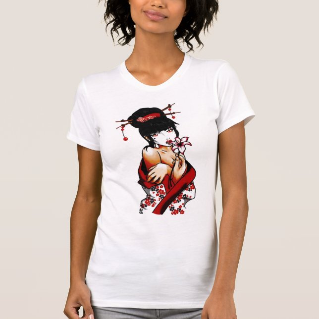 T-shirt Geisha de myrtille (Devant)