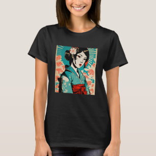 T-shirt Géisha Féminine Japonaise Samouraï Rétro Vintage K