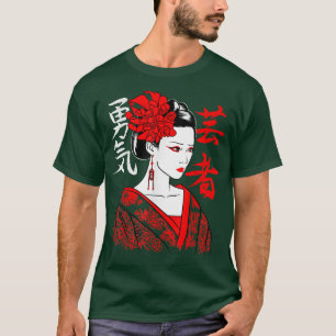 T-shirt Geisha Girl Katana épée et tatouage du dragon Japa